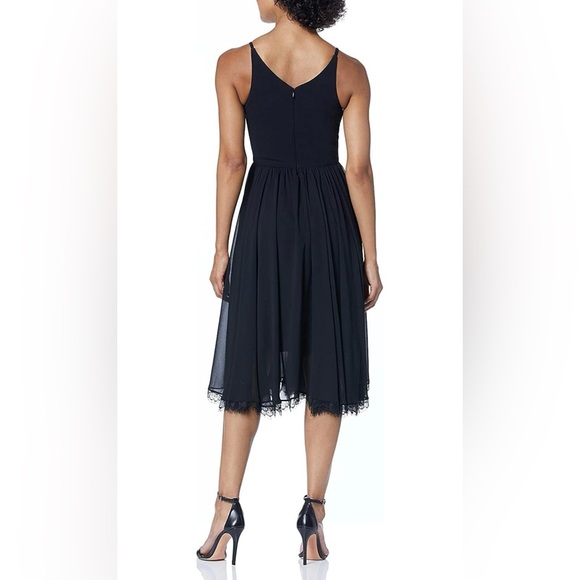 Dress the Population Alicia Plunging Mix Media Sleeveless Fit and Flare Midi - Picture 2 of 7